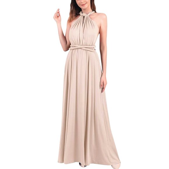Multiway Transformer Wrap Dress Bridesmaid Elastic Waist Convertible Maxi Gown S - Picture 4 of 8